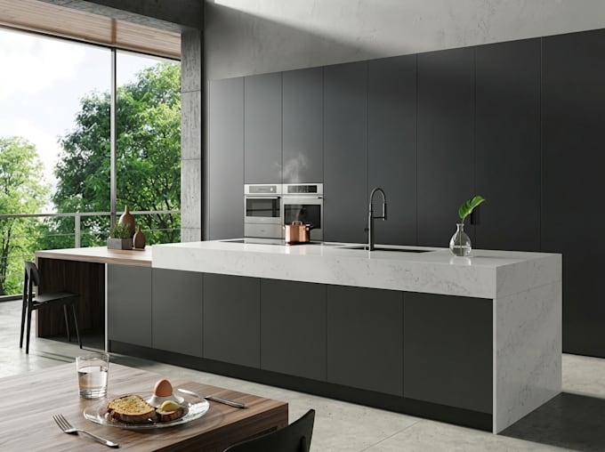 design modern handleless kitchen cabinetry, custom cabinet plans and layouts