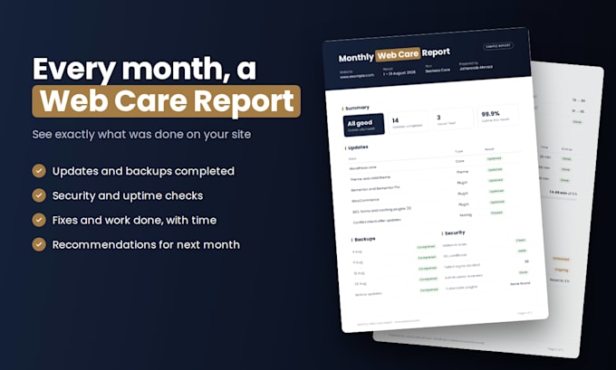do monthly wordpress maintenance and support, updates and bug fixes