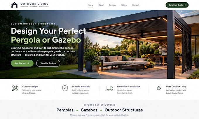 build squarespace pergola website gazebo outdoor structure builder website
