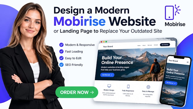 design a modern mobirise website or landing page to replace your outdated site