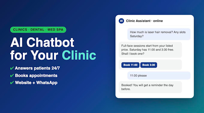 build an ai chatbot for your clinic, dental, med spa or salon website
