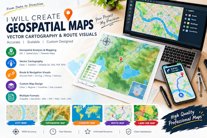 create detailed geospatial maps, vector cartography and route visuals