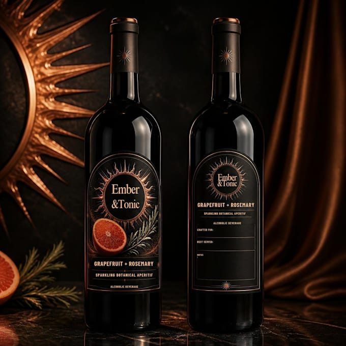 design wine spirits brand identity and bottle label packaging
