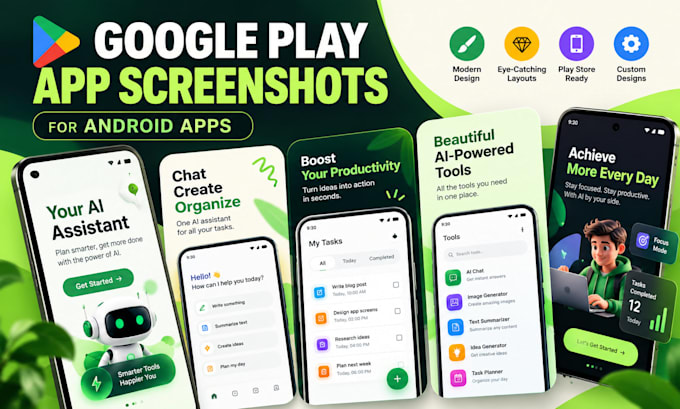 design google play app screenshots for android apps