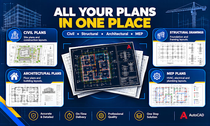 create civil structural architectural and mep plans in autocad
