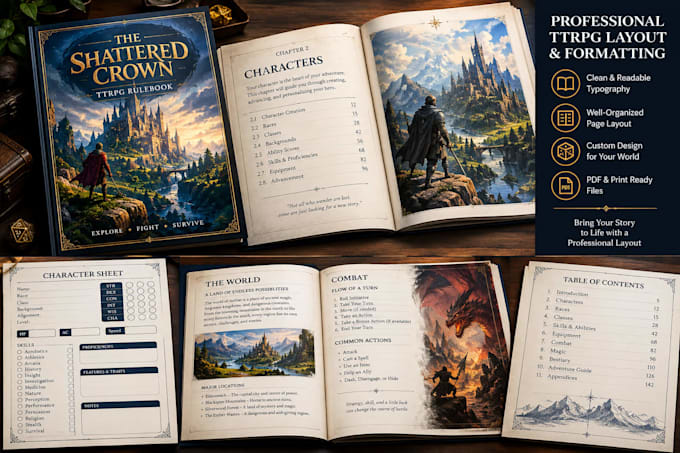 ttrpg rulebook layout and formatting