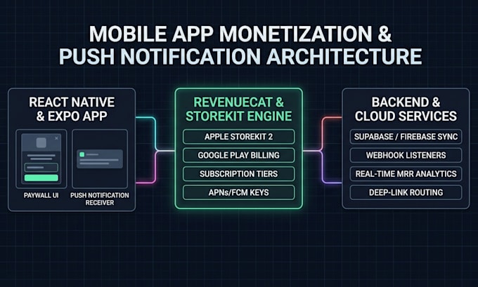 integrate in app purchases and notifications in expo