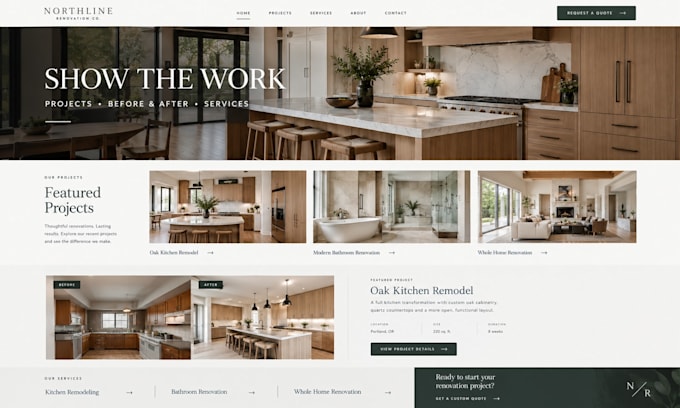 design a squarespace home renovation contractor website