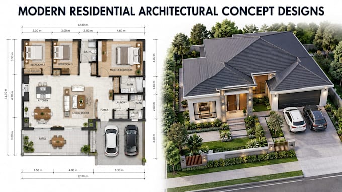 create modern residential architectural designs for villa