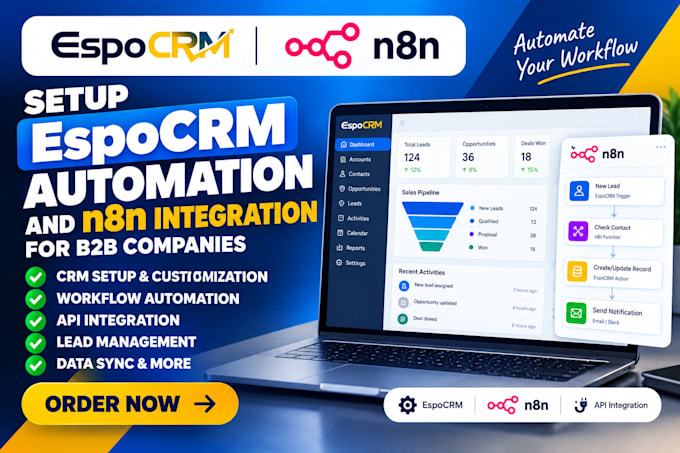setup espocrm automation and n8n integration for b2b companies