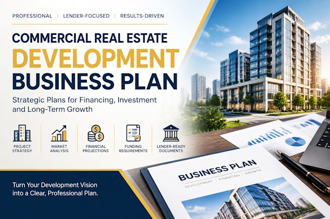 create a commercial real estate development business plan for bank loans