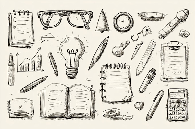 draw doodle illustration, objects, icons for your business