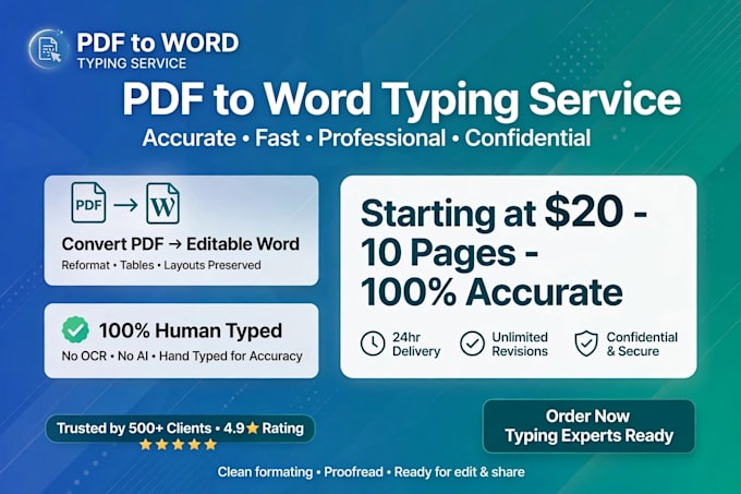 do pdf to word typing and image to word typing fast