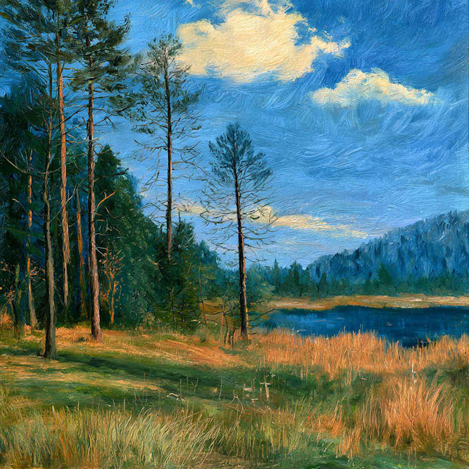 paint a custom landscape in oil with free shipping