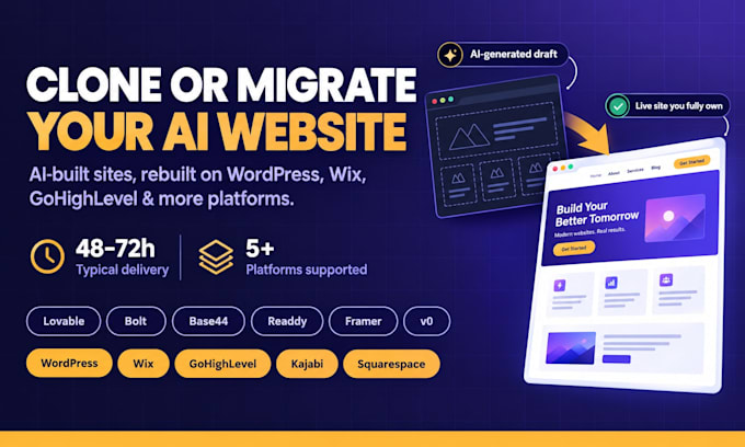 migrate website from claude lovable to wordpress wix ghl kajabi squarespace