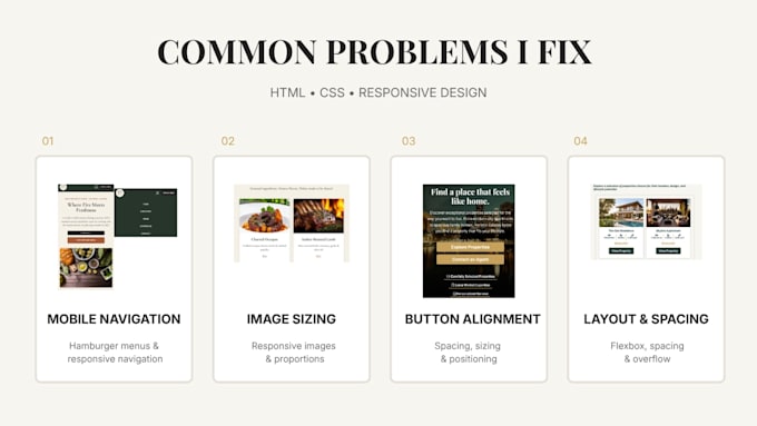 fix HTML CSS responsive and mobile layout issues