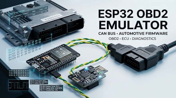 develop esp32 obd2 emulator, can bus firmware and automotive diagnostics