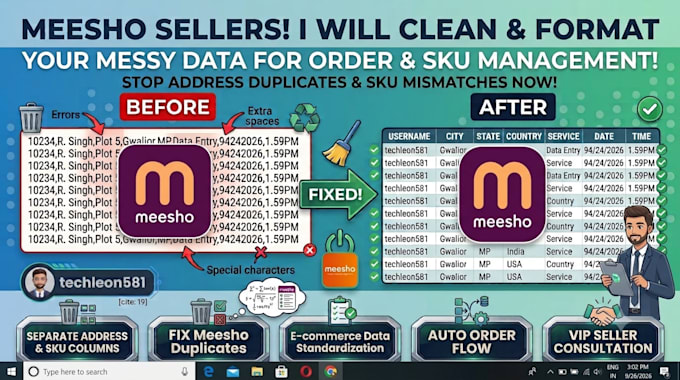 clean and format meesho seller excel data