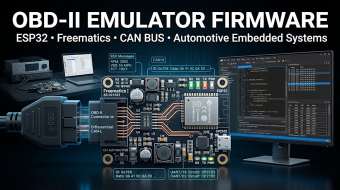 develop obd ii emulator firmware using esp32, freematics and can bus