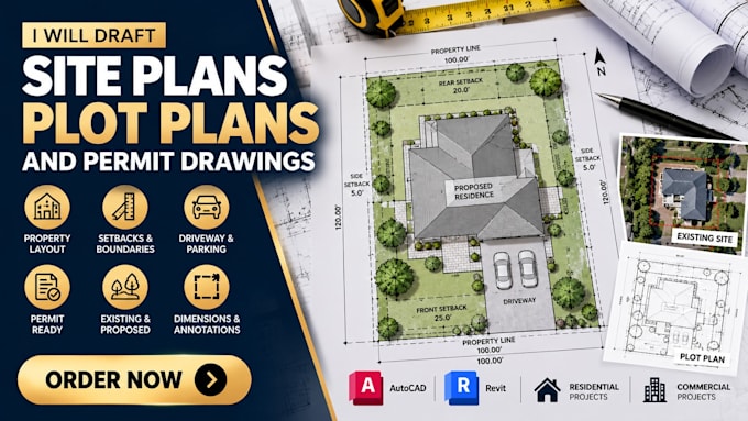 draft site plans, plot plans and permit drawings