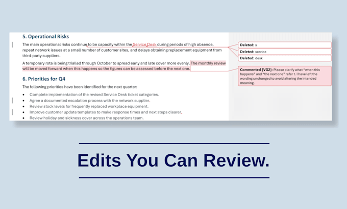 proofread and lightly edit your business documents
