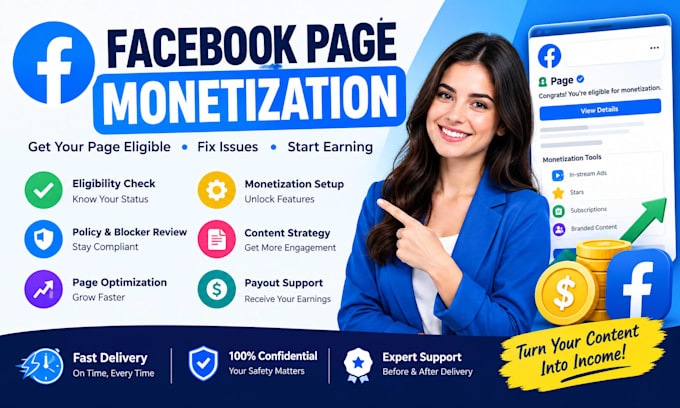 create facebook page monetization expert for eligible, setup and policy issues