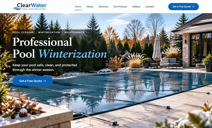 design wix pool winterization website pool closing company maintenance website