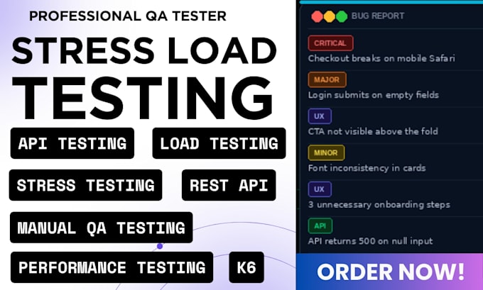 do stress testing load testing performance testing postman API jmeter k6 testing