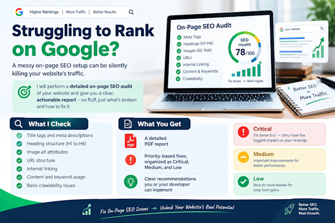 do a complete on page SEO audit and optimization report