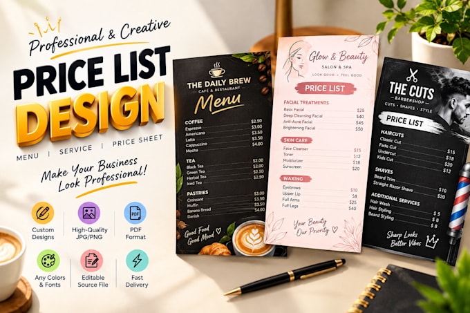 design a modern price list flyer