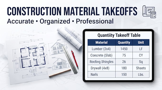 do construction material takeoff and property damage quantity takeoffs