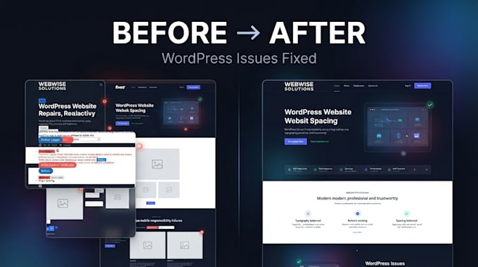 fix wordpress bugs, errors, and layout issues