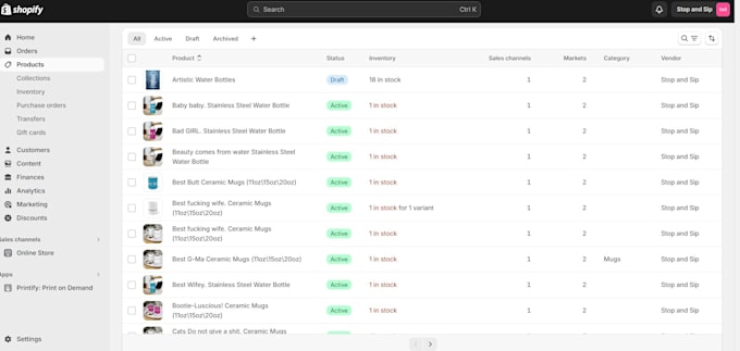 upload products or add products to shopify store