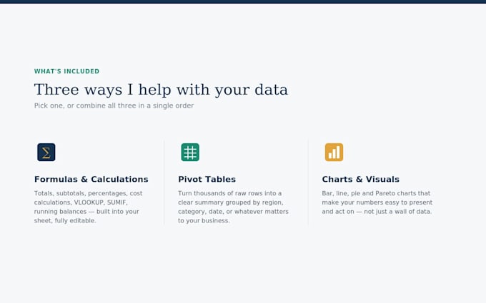 do excel calculations, pivot tables and charts