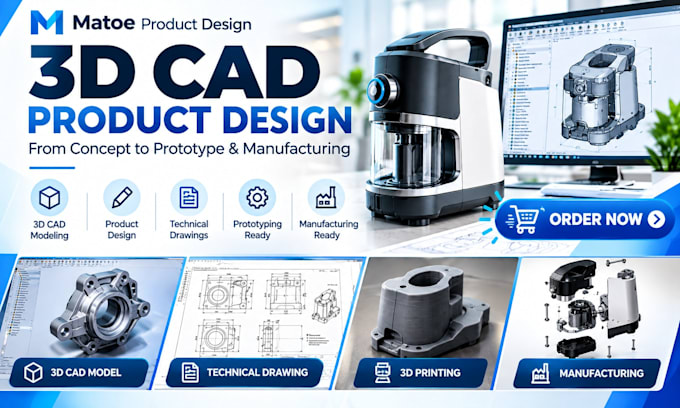 do 3d cad product design for prototyping and manufacturing
