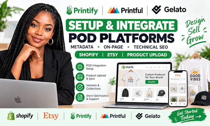 setup printify printful gelato pod integration shopify etsy product upload