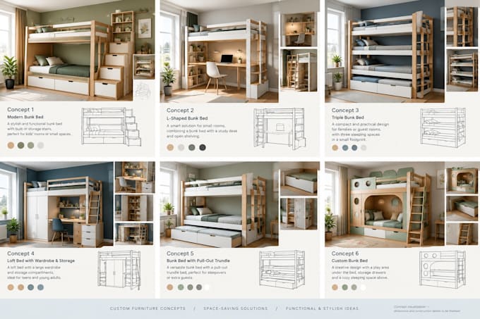 create custom bunk bed and space saving furniture concepts
