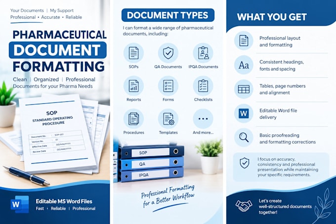 create and format professional pharmaceutical documents