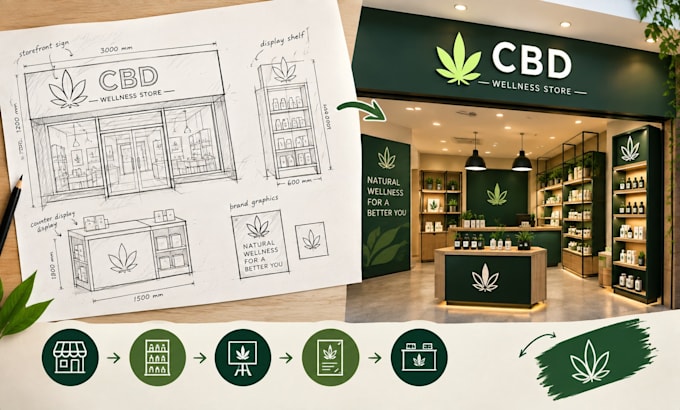create cbd retail displays, store signs and branded shop graphics design