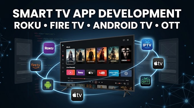 develop smart TV roku, fire TV, android TV, apple TV, iptv and ott apps solution