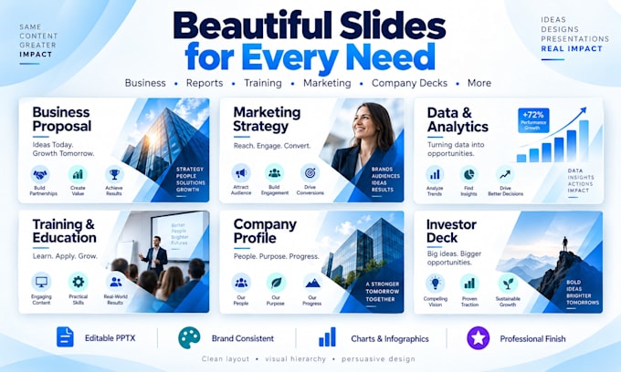 redesign powerpoint slides into a modern professional presentation