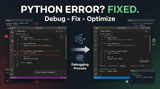 fix python bugs, errors, and debug your python code