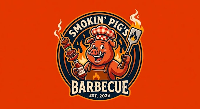 make modern style for barbecue mascot logo design