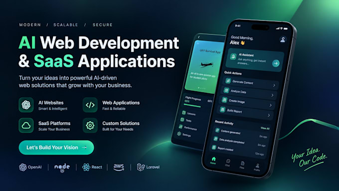 develop an ai website, web app or saas application