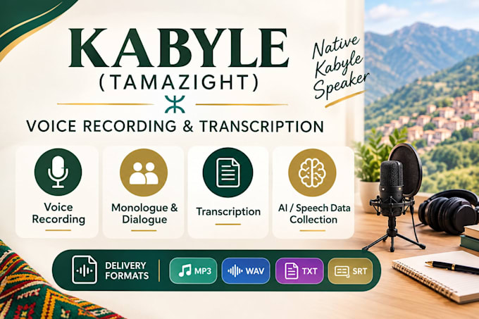 record and transcribe authentic kabyle tamazight voice recordings