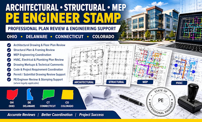 architect review structural engineering mep pe engineer stamp in ohio de ct co
