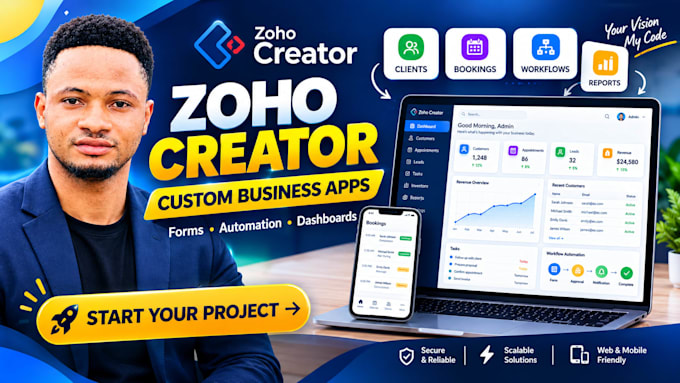 build a custom zoho creator app with forms workflows and dashboard zoho crm one