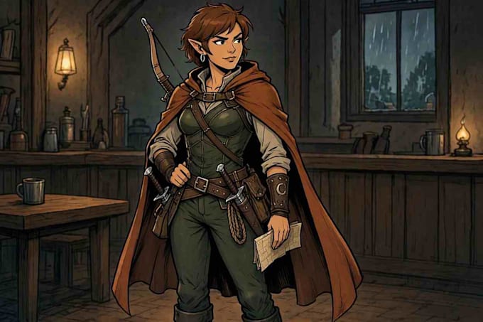 custom comic character dnd and illustration