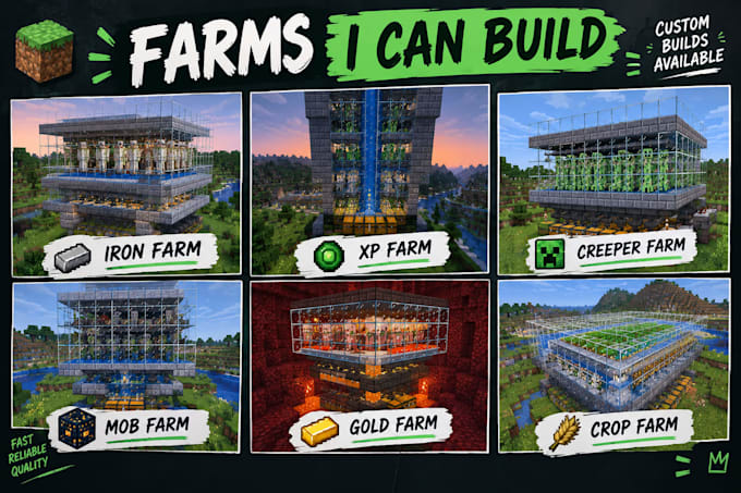 build automatic minecraft farms for java and bedrock