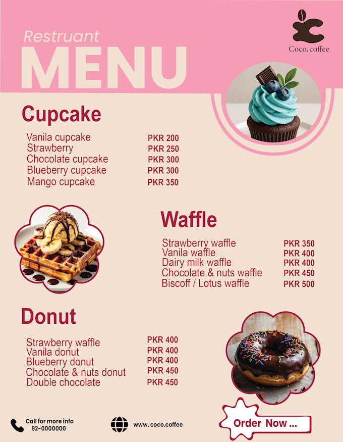 design a  cafe menu or modern restaurant menu